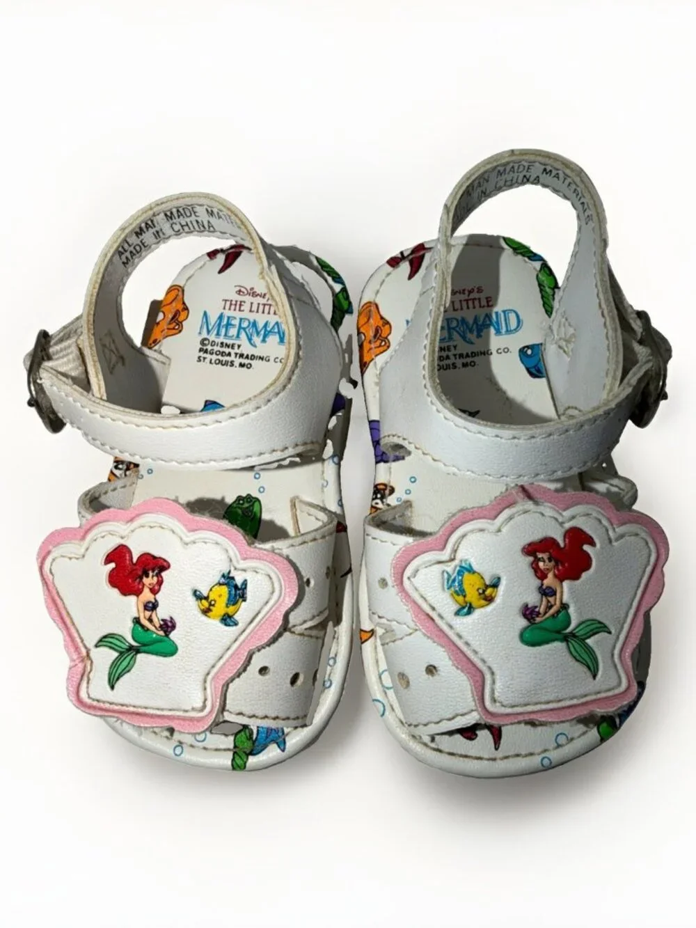 Vintage 90s Disney Little Mermaid Sandals Baby Size 3 Seashell Princess